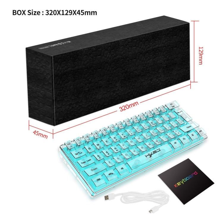 HXSJ V700T 61-key Wired Membrane RGB Backlit Mechanical Keyboard (Transparent) - Wired Keyboard by HXSJ | Online Shopping South Africa | PMC Jewellery | Buy Now Pay Later Mobicred