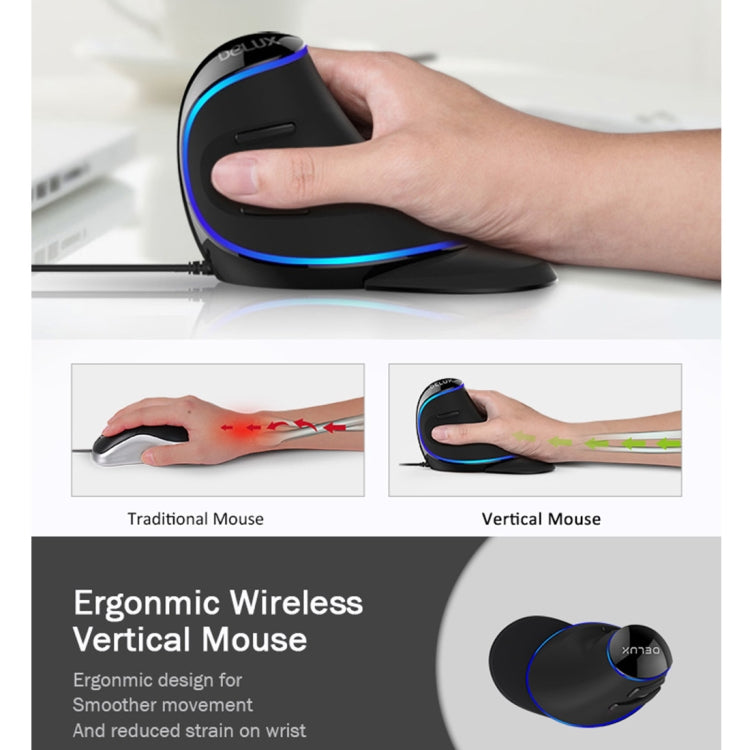 DELUX M618 Plus Wired Blue Version Optical Mouse Ergonomic Vertical Mouse 1600DPI - free shipping - PMC Jewellery - Order now!