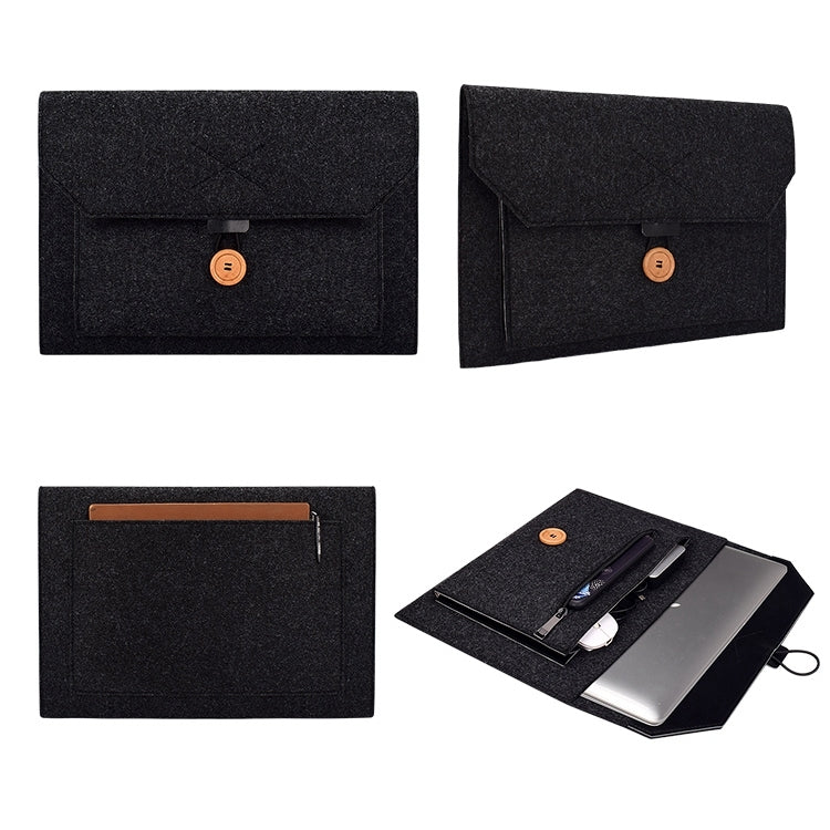 ND06 Multi-purpose Felt Button Laptop Inner Bag for 15.4 inch Laptop(Black) - 15 inch by PMC TechLife | Online Shopping South Africa | PMC TechLife | Buy Now Pay Later Mobicred