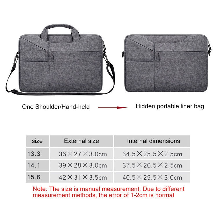 ST02S Waterproof Tear Resistance Hidden Portable Strap One-shoulder Handbag for 15.6 inch Laptops, with Suitcase Belt(Light Grey) - 15.6 - 17 inch by PMC Jewellery | Online Shopping South Africa | PMC Jewellery | Buy Now Pay Later Mobicred