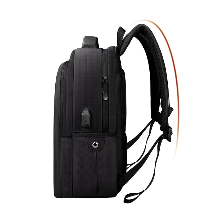 Polyester Waterproof Laptop Backpack for Below 15 inch Laptops, with USB Interface Trunk Trolley Strap(Black) - Backpack by PMC Jewellery | Online Shopping South Africa | PMC Jewellery | Buy Now Pay Later Mobicred