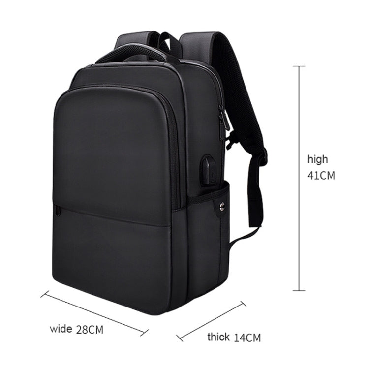 Polyester Waterproof Laptop Backpack for Below 15 inch Laptops, with USB Interface Trunk Trolley Strap(Black) - Backpack by PMC Jewellery | Online Shopping South Africa | PMC Jewellery | Buy Now Pay Later Mobicred