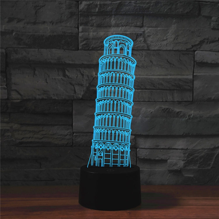 Paris Leaning Tower Shape 3D Colorful LED Vision Light Table Lamp, Crack Touch Version - Novelty Lighting by PMC TechLife | Online Shopping South Africa | PMC TechLife | Buy Now Pay Later Mobicred