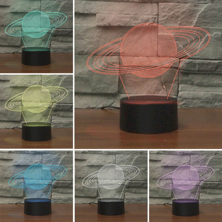 Saturn Shape 3D Colorful LED Vision Light Table Lamp, 16 Colors Remote Control Version - free shipping - PMC TechLife - Order now!