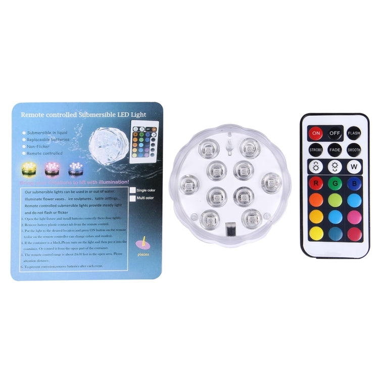 Waterproof Submersible LED Light, 10 LEDs Cylinder Remote Controlled with Remote Controllor, Remote Control Range(in Open Area): 24-30 Feet - Underwater Lights by PMC TechLife | Online Shopping South Africa | PMC TechLife