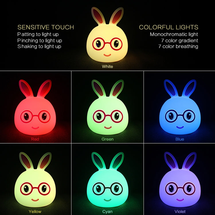 Smiling Rabbit Creative Touch 3D LED Decorative Night Light, USB Charging Version (Pink) - Night Lights by PMc TechLife | Online Shopping South Africa | PMc TechLife | Buy Now Pay Later Mobicred