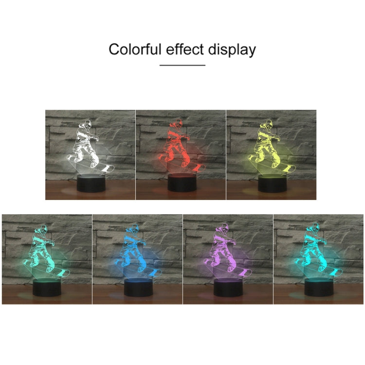 Skate Boy Shape 3D Colorful LED Vision Light Table Lamp, USB & Battery Version - Novelty Lighting by PMC TechLife | Online Shopping South Africa | PMC TechLife | Buy Now Pay Later Mobicred