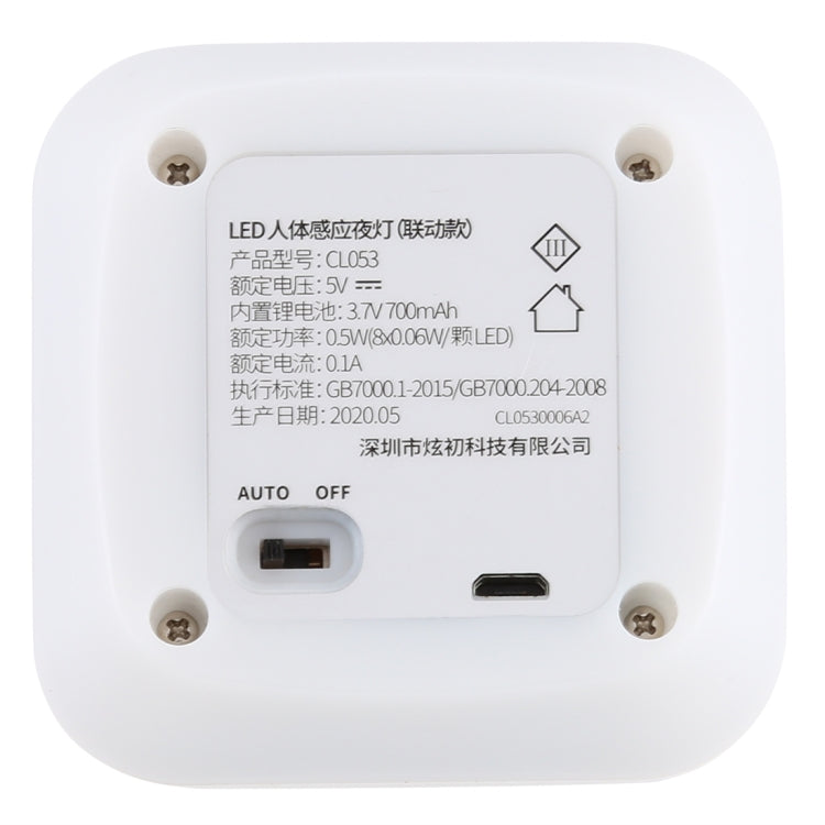 CL053 LED Square Human Body Sensor Light, Style: Linkage (Warm White) - Sensor LED Lights by PMC TechLife | Online Shopping South Africa | PMC TechLife | Buy Now Pay Later Mobicred