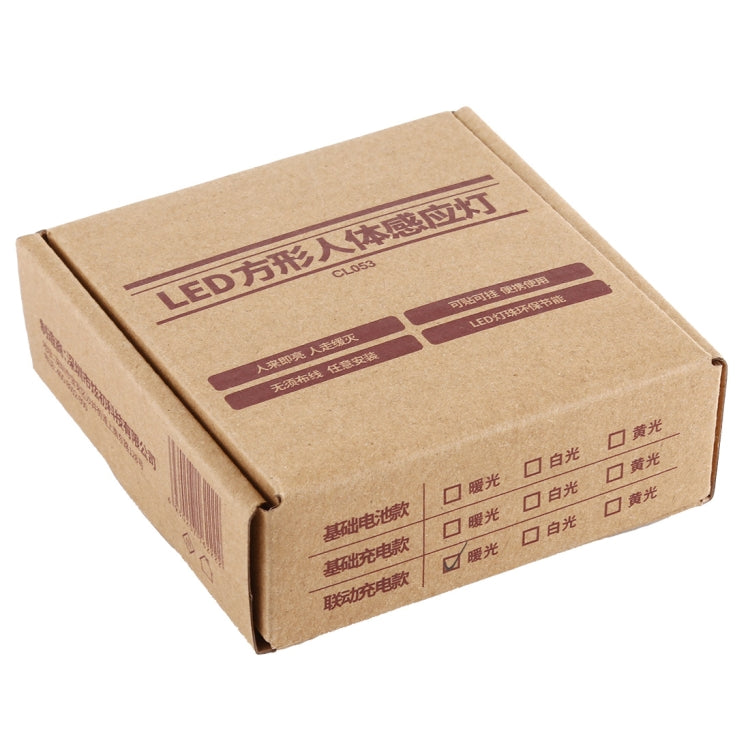 CL053 LED Square Human Body Sensor Light, Style: Linkage (Warm White) - Sensor LED Lights by PMC TechLife | Online Shopping South Africa | PMC TechLife | Buy Now Pay Later Mobicred