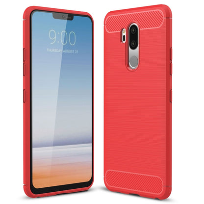 For LG G7 ThinQ Brushed Texture Carbon Fiber Shockproof TPU Protective Back Case (Red) - LG by PMC Jewellery | Online Shopping South Africa | PMC Jewellery