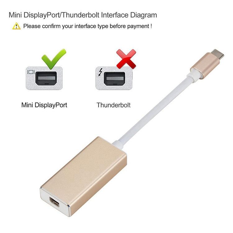 USB-C / Type-C 3.1 Male to Mini DP Female HD Converter, Length: 12cm(Silver) - Cable & Adapter by PMC Jewellery | Online Shopping South Africa | PMC Jewellery | Buy Now Pay Later Mobicred