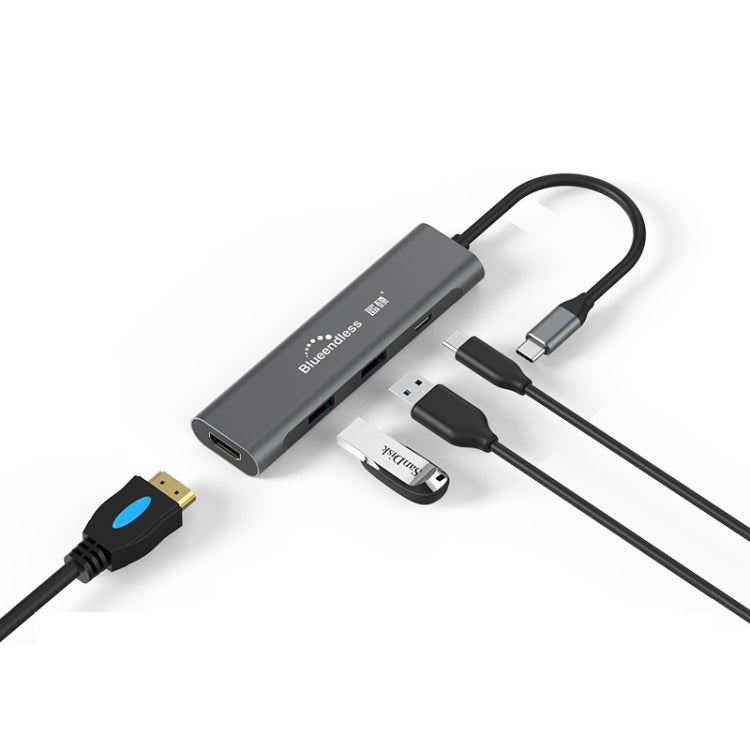 Blueendless 4 In 1 Multi-function Type-C / USB-C to HDMI + PD + Dual USB 3.0 HUB Expansion Dock - free shipping - PMC Jewellery - Order now!