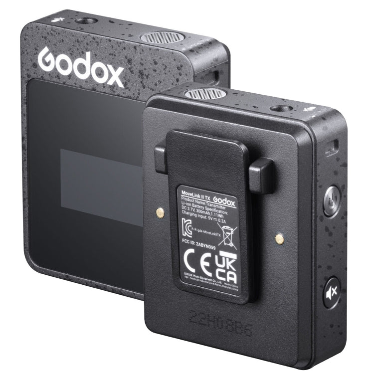 Godox MoveLink II M2 Wireless Lavalier Microphone System with 2 Transmitters and 1 Receiver for DSLR Cameras and Camcorders (Black) - Camera Microphone by Godox | Online Shopping South Africa | PMC Jewellery | Buy Now Pay Later Mobicred