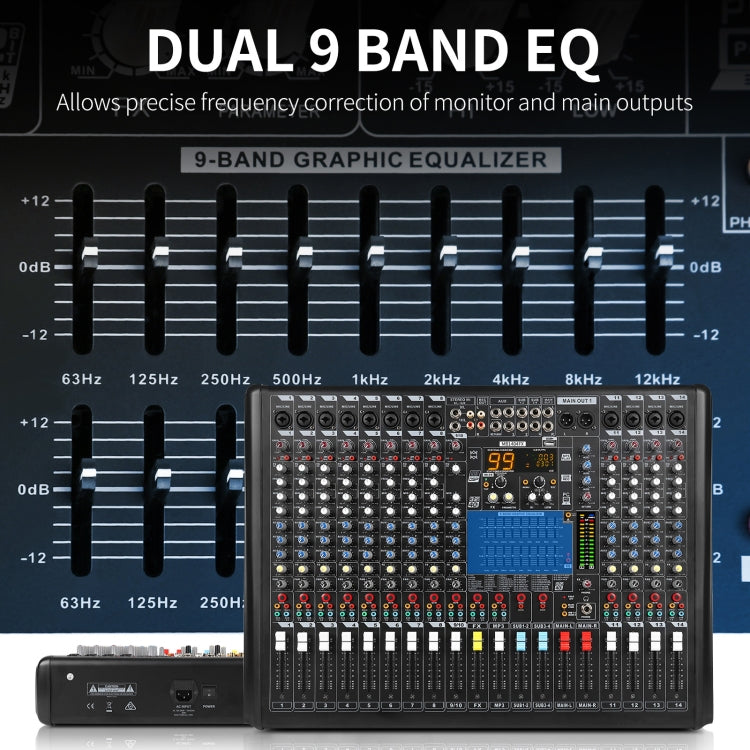 XTUGA B1404FX 14 Channels Bluetooth Audio Mixer Digital DJ Controller Sound Mixing Console (AU Plug) - Live Sound Effects Processors by XTUGA | Online Shopping South Africa | PMC Jewellery | Buy Now Pay Later Mobicred