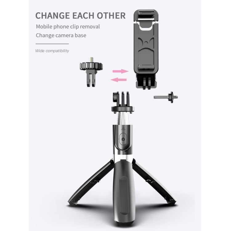 L02 100cm Multi-function Adjustable Bluetooth Self-timer Pole Tripod Selfie Stick (White) - Selfie Sticks by PMC TechLife | Online Shopping South Africa | PMC TechLife | Buy Now Pay Later Mobicred