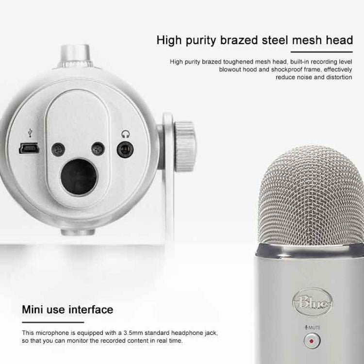 Logitech Blue Yeti USB Condenser Microphone(Blue) - Microphone by Logitech | Online Shopping South Africa | PMC TechLife | Buy Now Pay Later Mobicred