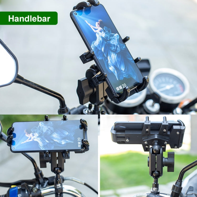 U-shaped Bolt Ball-Head Motorcycle Handlebar Multi-function Eight-jaw Aluminum Phone Navigation Holder Bracket, Width of Phone: 6.5-10.2cm &#160; - Holder by PMC Jewellery | Online Shopping South Africa | PMC Jewellery | Buy Now Pay Later Mobicred