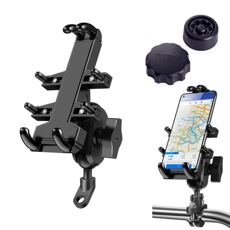 Tilt Rearview Mirror Screw Hole Ball-Head Motorcycle Multi-function Eight-jaw Aluminum Phone Navigation Holder Bracket with Anti-theft Knobs - Holder by PMC Jewellery | Online Shopping South Africa | PMC Jewellery | Buy Now Pay Later Mobicred