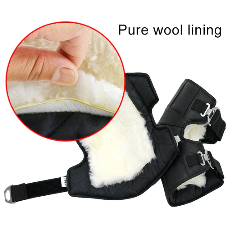 1 Pair Leather Wool Motorcycle Kneepad Windproof Warming Knee Pads Legs Protector Thickening Cold-Proof - Protective Gear by PMC Jewellery | Online Shopping South Africa | PMC Jewellery | Buy Now Pay Later Mobicred