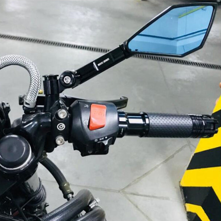 Modified Motorcycle Aluminium Alloy Rhombus Reflective Light Side Rearview Mirror (Blue) - Side Mirrors by PMC Jewellery | Online Shopping South Africa | PMC Jewellery | Buy Now Pay Later Mobicred