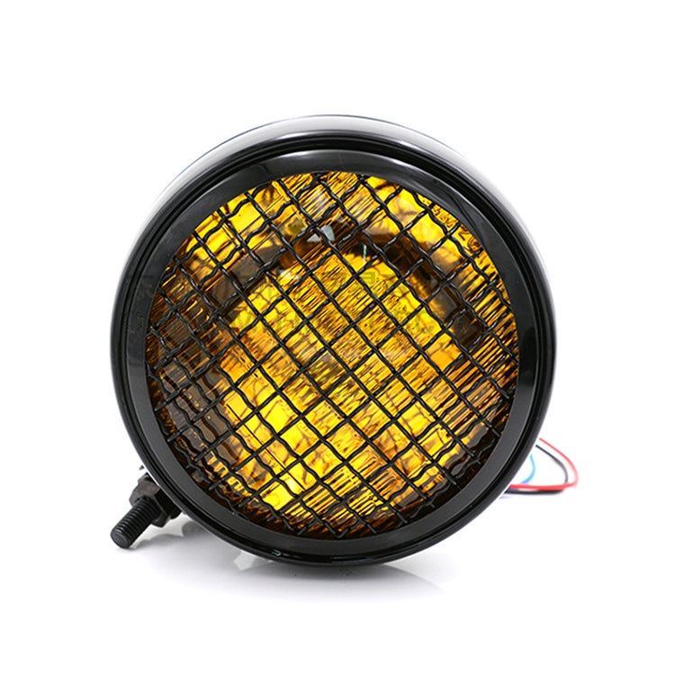 Motorcycle Black Shell Harley Headlight Retro Lamp LED Light Modification Accessories (Yellow) - Headlights by PMC Jewellery | Online Shopping South Africa | PMC Jewellery | Buy Now Pay Later Mobicred