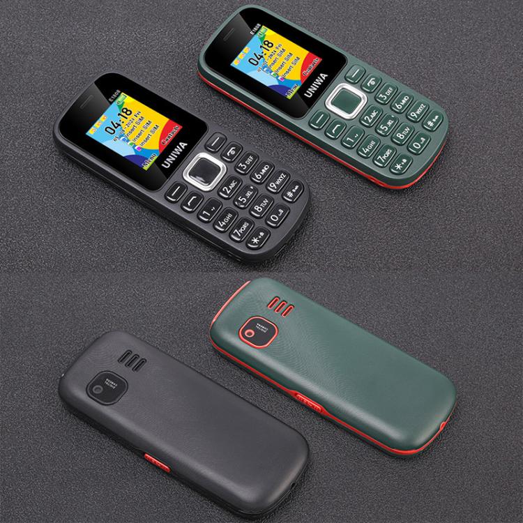 UNIWA E1808 Elder Keypad Phone, 1.77 inch SC6531E, LED Flashlight, 21 Keys, Network: 2G, Triple SIM, EU Plug (Black) - free shipping - PMc TechLife - Order now!