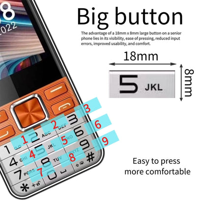 S5630, 2.8 inch, 3000mAh, 21 Key, Support Bluetooth, Flashlight, GSM, Quad SIM (Orange) - SERVO by PMC Jewellery | Online Shopping South Africa | PMC Jewellery | Buy Now Pay Later Mobicred