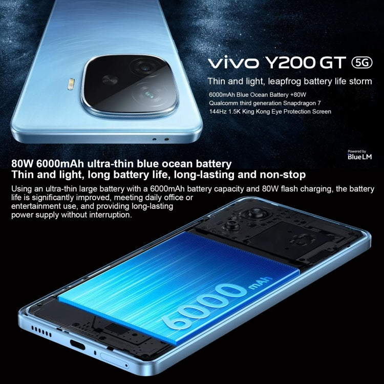 vivo Y200 GT, Dual Back Cameras, 12GB+256GB, Face ID Screen Fingerprint Identification, 6.78 inch Android 14.0 OriginOS 4 Snapdragon 7 Gen 3 Octa Core 2.63GHz, OTG, NFC, Network: 5G, Support Google Play (Black) - vivo by vivo | Online Shopping South Africa | PMC Jewellery | Buy Now Pay Later Mobicred