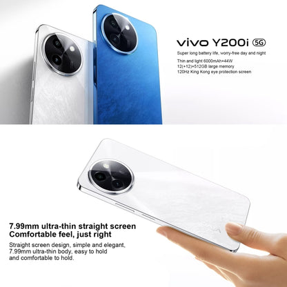 vivo Y200i, Dual Back Cameras, 12GB+256GB, Face ID Screen Fingerprint Identification, 6.72 inch Android 14.0 OriginOS 4 Snapdragon 4 Gen 2 Octa Core 2.2GHz, OTG, Network: 5G, Support Google Play (Blue) - vivo by vivo | Online Shopping South Africa | PMC Jewellery | Buy Now Pay Later Mobicred