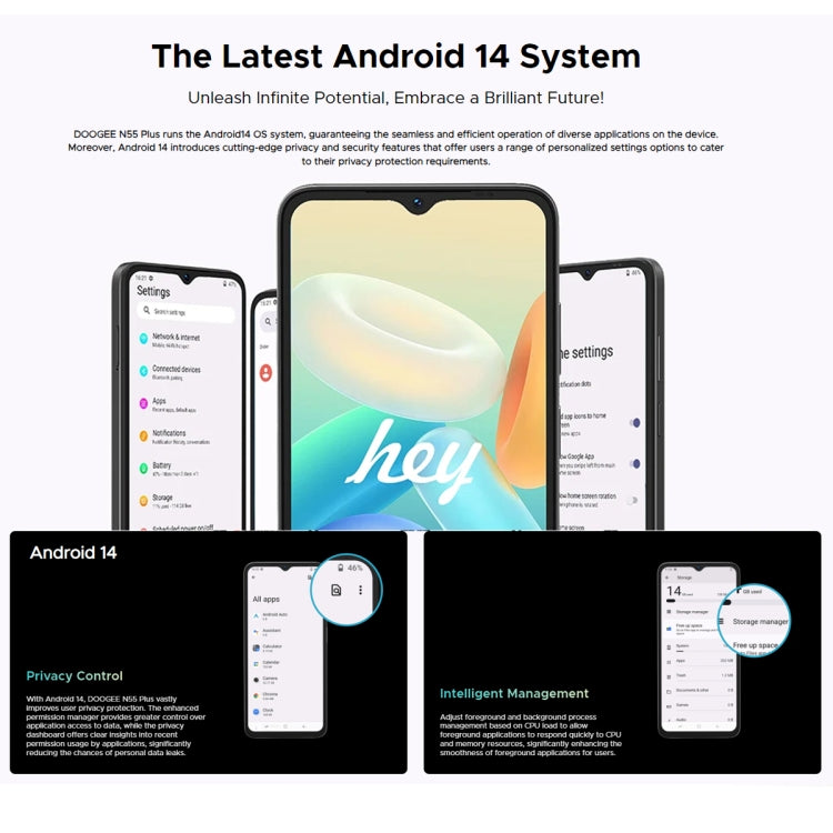 [HK Warehouse] DOOGEE N55 Plus, 8GB+128GB, 6.56 inch Android 14 Spreadtrum T606 Octa Core, Network: 4G, OTG (Black) - DOOGEE by DOOGEE | Online Shopping South Africa | PMC Jewellery | Buy Now Pay Later Mobicred