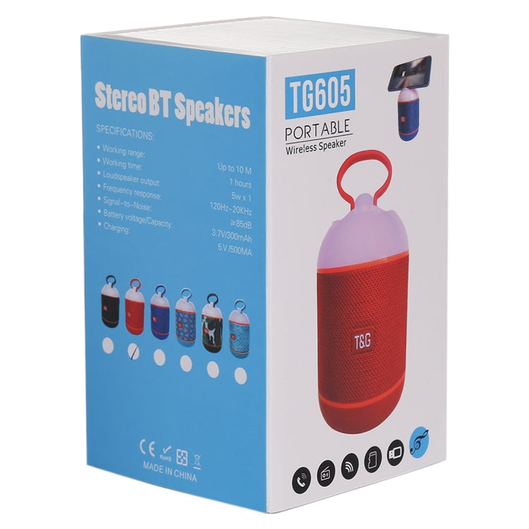 T&G TG605 Portable Stereo Wireless Bluetooth V5.0 Speaker, Built-in Mic, Support Hands-free Calls & TF Card & U Disk & AUX Audio & FM(Red) - Desktop Speaker by T&G | Online Shopping South Africa | PMC Jewellery | Buy Now Pay Later Mobicred