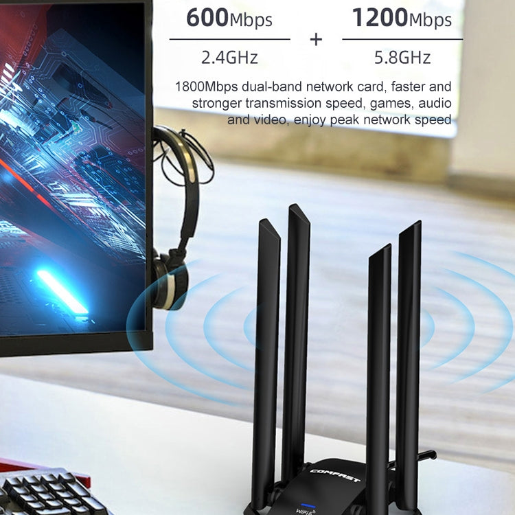 COMFAST CF-966AX Free-drive Dual Band 1800Mbps USB3.0 High Power Wireless WiFi 6 Adapter - free shipping - PMC Jewellery - Order now!