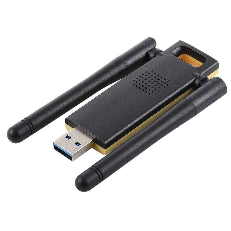 AC1200Mbps 2.4GHz & 5GHz Dual Band USB 3.0 WiFi Adapter External Network Card with 2 External Antenna(Yellow) - USB Network Adapter by PMC Jewellery | Online Shopping South Africa | PMC Jewellery | Buy Now Pay Later Mobicred
