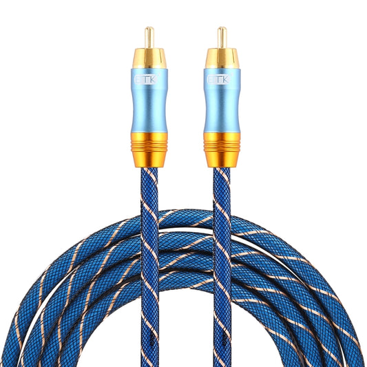 EMK 8mm RCA Male to 6mm RCA Male Gold-plated Plug Grid Nylon Braided Audio Coaxial Cable for Speaker Amplifier Mixer, Length: 2m(Blue) - Microphone Audio Cable & Connector by EMK | Online Shopping South Africa | PMC Jewellery | Buy Now Pay Later Mobicred