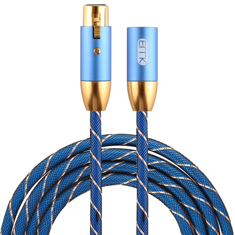 EMK XLR Male to Female Gold-plated Plug Grid Nylon Braided Cannon Audio Cable for XLR Jack Devices, Length: 2m(Blue) - Microphone Audio Cable & Connector by EMK | Online Shopping South Africa | PMC Jewellery | Buy Now Pay Later Mobicred