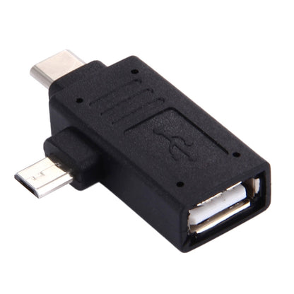 USB-C / Type-C Male + Micro USB Male to USB 2.0 Female Adapter(Black) - USB Adapter by PMC Jewellery | Online Shopping South Africa | PMC Jewellery