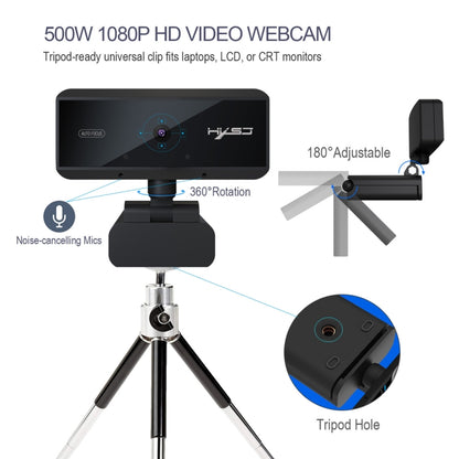 HXSJ S3 500W 1080P Adjustable 180 Degree HD Automatic Focus PC Camera with Microphone(Black) - HD Camera by HXSJ | Online Shopping South Africa | PMC Jewellery | Buy Now Pay Later Mobicred