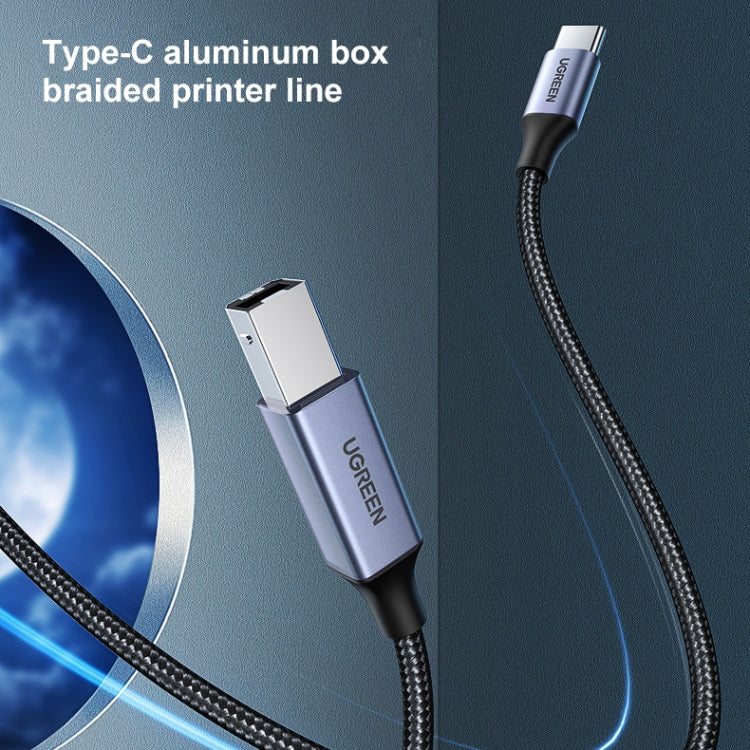 Ugreen Type-C / USB-C to Type-B Printer Nylon Braid Connect Data Cable, Length: 1.5m - free shipping - PMC TechLife - Order now!