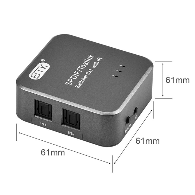 EMK SPDIF/TosLink Digital Optical Audio 3x1 Switcher with IR Controller (Grey) - free shipping - PMC Jewellery - Order now!
