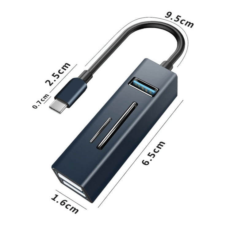 15102 5 in 1 USB-C / Type-C to USB3.0 + SD / TF Card Reader HUB Adapter (Silver) - USB HUB by PMC TechLife | Online Shopping South Africa | PMC TechLife | Buy Now Pay Later Mobicred