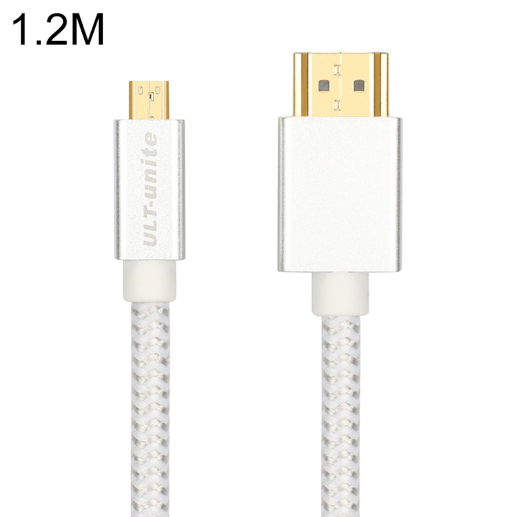 ULT-unite Gold-plated Head HDMI Male to Micro HDMI Male Nylon Braided Cable, Cable Length: 1.2m (Silver) - Cable by ult-unite | Online Shopping South Africa | PMC Jewellery | Buy Now Pay Later Mobicred