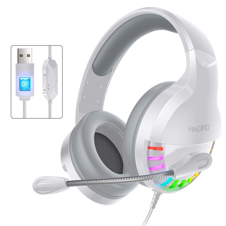 YINDIAO Q2 Head-mounted Wired Gaming Headset with Microphone, Version: Single USB Sound Card(White) - free shipping - PMC Jewellery - Order now!
