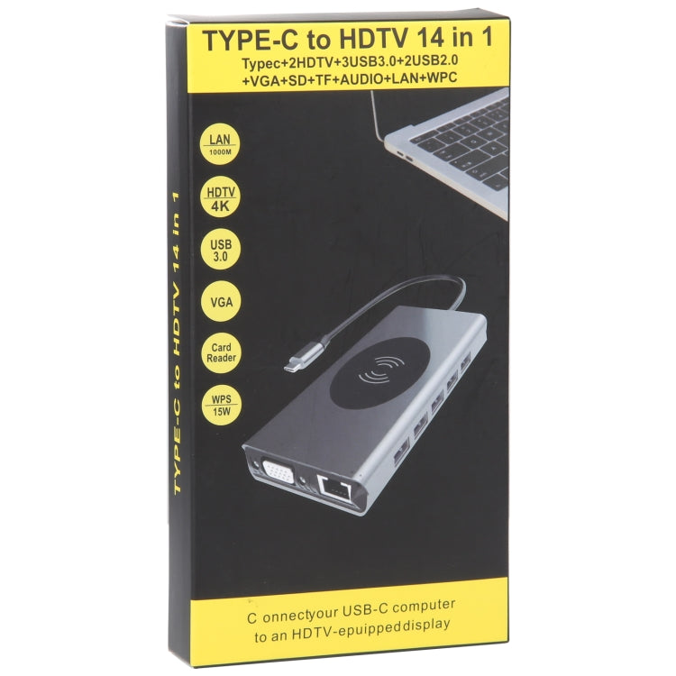 14 in 1 Type-C Docking Station with Wireless Charging(1000M Network Port) - USB HUB by PMC Jewellery | Online Shopping South Africa | PMC Jewellery | Buy Now Pay Later Mobicred