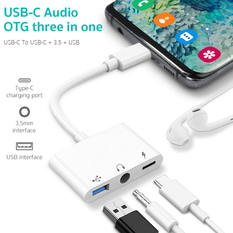 3 in 1 USB-C / Type-C Male to Type-C + USB + 3.5mm Female OTG Adapter - Converter & Adapter by PMC Jewellery | Online Shopping South Africa | PMC Jewellery | Buy Now Pay Later Mobicred