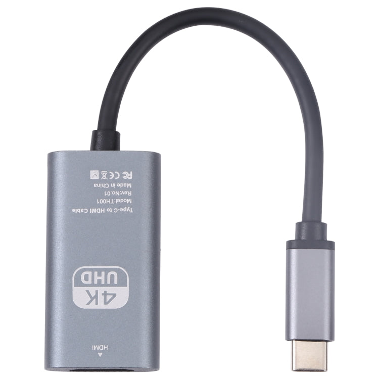 TH001 USB-C / Type-C Male to HDTV Female 4K UHD Adapter(Grey) - Converter & Adapter by PMC Jewellery | Online Shopping South Africa | PMC Jewellery | Buy Now Pay Later Mobicred