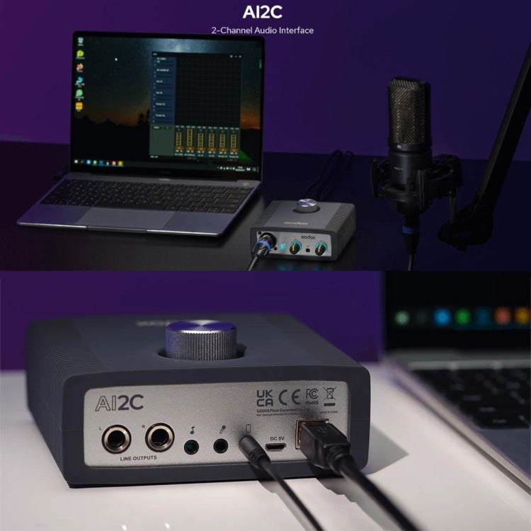 Godox AI2C 2-Channel USB Live Broadcast Sound Card Audio Interface Sound Card - Live Sound Effects Processors by Godox | Online Shopping South Africa | PMC Jewellery | Buy Now Pay Later Mobicred