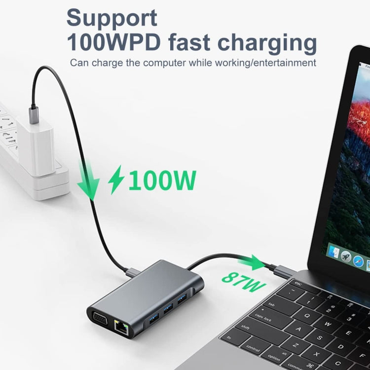 BYL-2111 7 in 1 USB-C / Type-C to USB Docking Station HUB Adapter (Silver) - USB HUB by PMC Jewellery | Online Shopping South Africa | PMC Jewellery | Buy Now Pay Later Mobicred