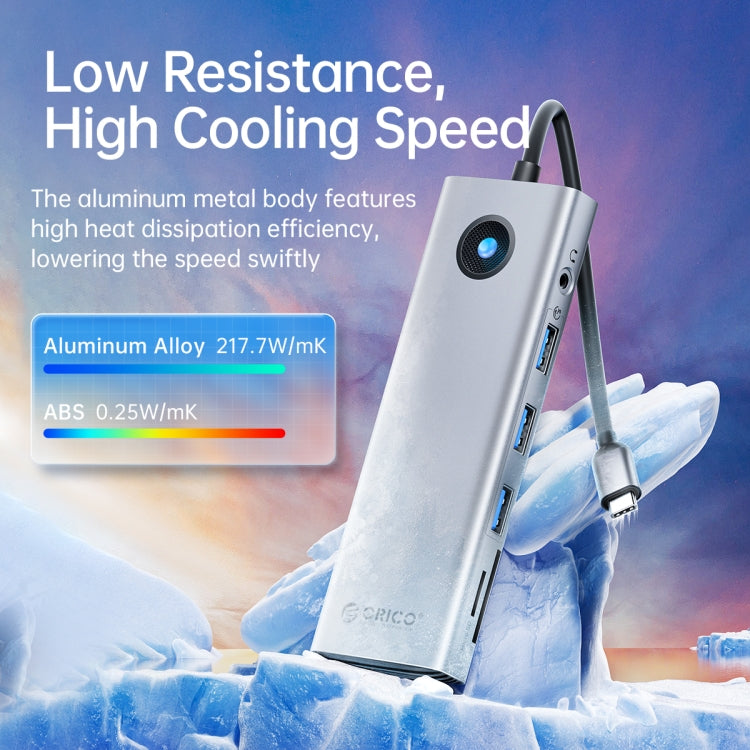 ORICO PW11-8PM Type-C / USB-C 8-in-1 5Gbps Multifunction Docking Station Card Reader (Silver) - USB HUB by ORICO | Online Shopping South Africa | PMC TechLife | Buy Now Pay Later Mobicred