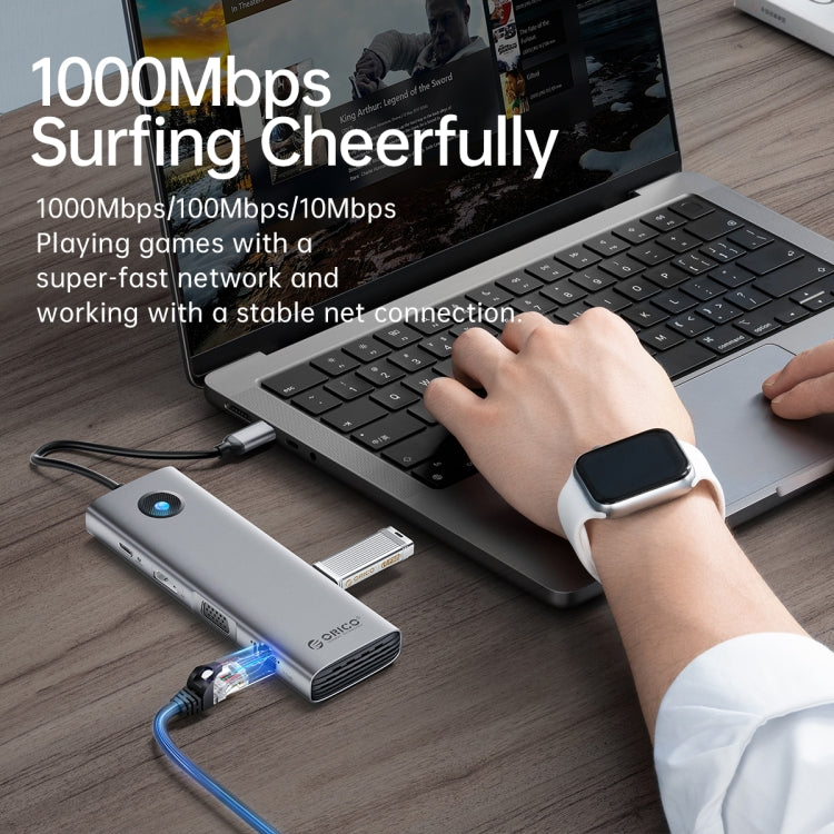 ORICO PW11-8PM Type-C / USB-C 8-in-1 5Gbps Multifunction Docking Station Card Reader (Silver) - USB HUB by ORICO | Online Shopping South Africa | PMC TechLife | Buy Now Pay Later Mobicred