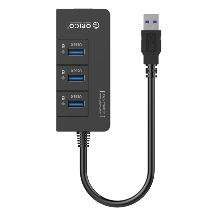 ORICO HR01-U3 ABS 3 Ports USB3.0 HUB Splitter with External RJ45 Gigabit Ethernet Network Card 5 Gbps for Laptops / Desktop / Ultrabook etc.(Black) - USB 3.0 HUB by ORICO | Online Shopping South Africa | PMC Jewellery | Buy Now Pay Later Mobicred